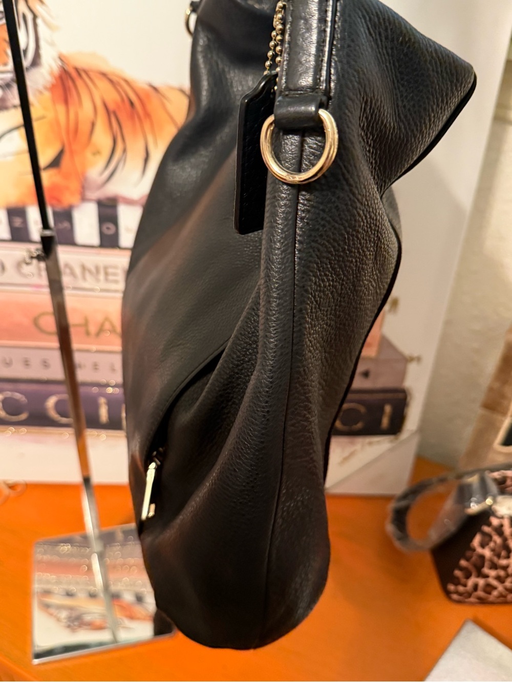 Coach Isabelle Black Pebbled Leather Hobo Bag - Picture 8 of 16